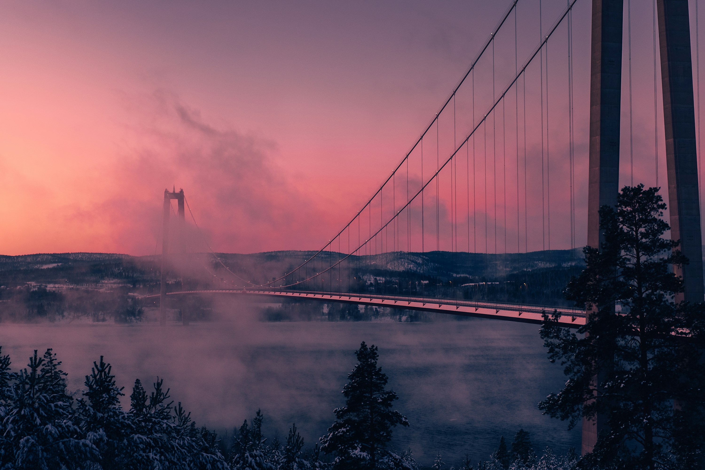 Bridge landscape in soft evening light