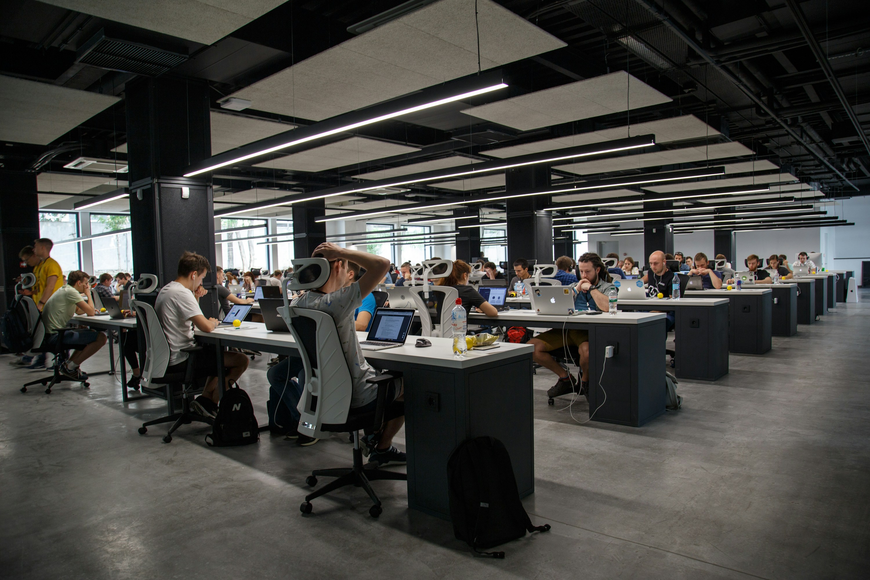 People collaborating in a modern workspace